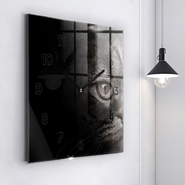 Square glass wall clock Scottish Fold Dog and Cat