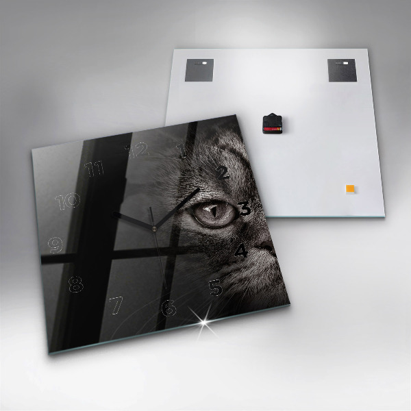 Square glass wall clock Scottish Fold Dog and Cat
