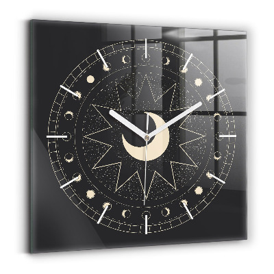 Square glass wall clock Moon phases
