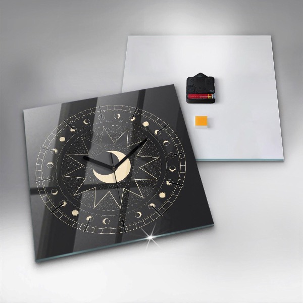 Square glass wall clock Moon phases