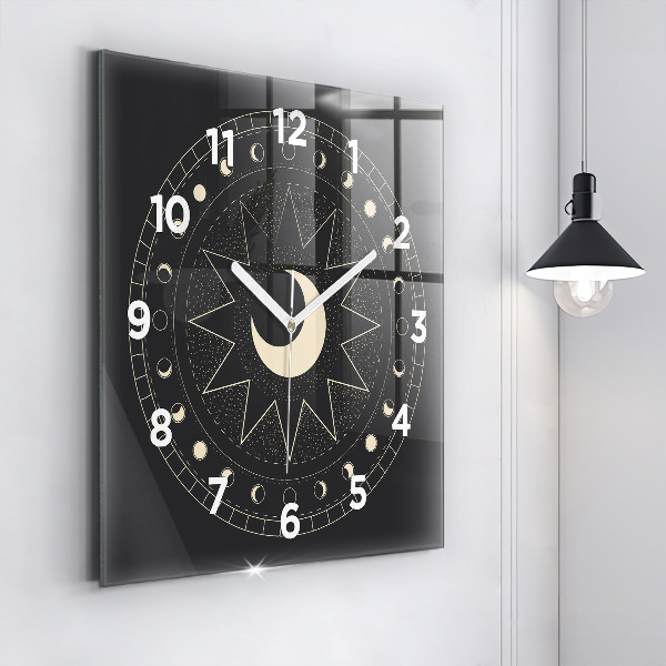 Square glass wall clock Moon phases