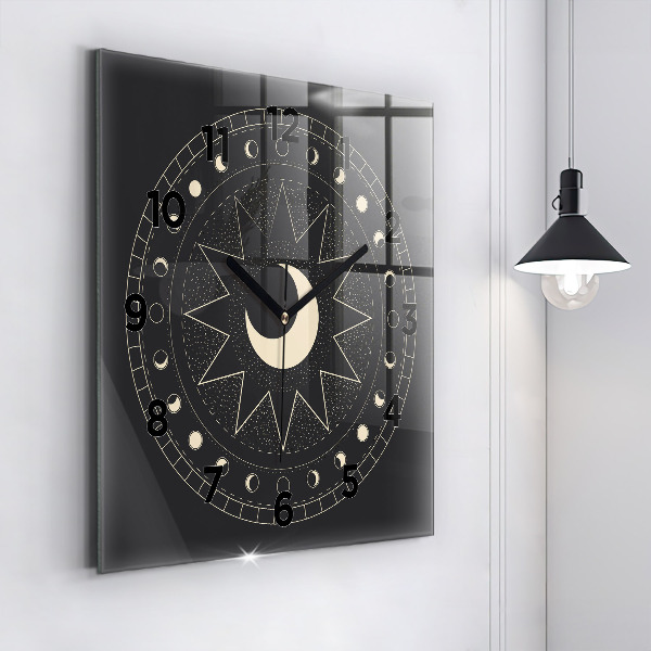 Square glass wall clock Moon phases