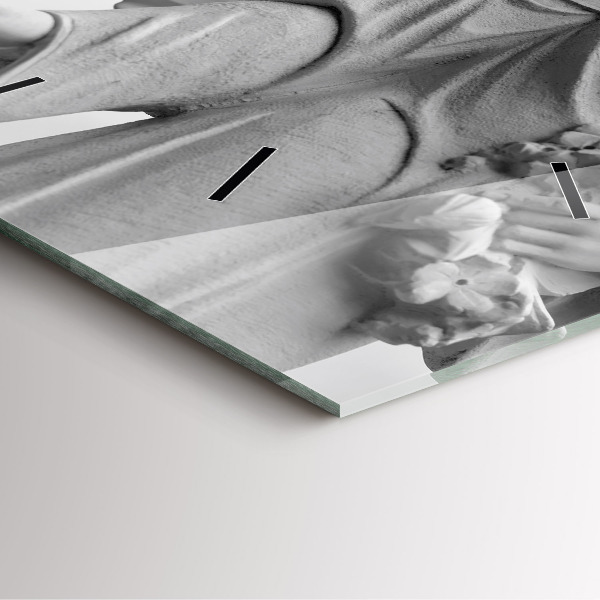 Square glass wall clock Old Angel Sculpture