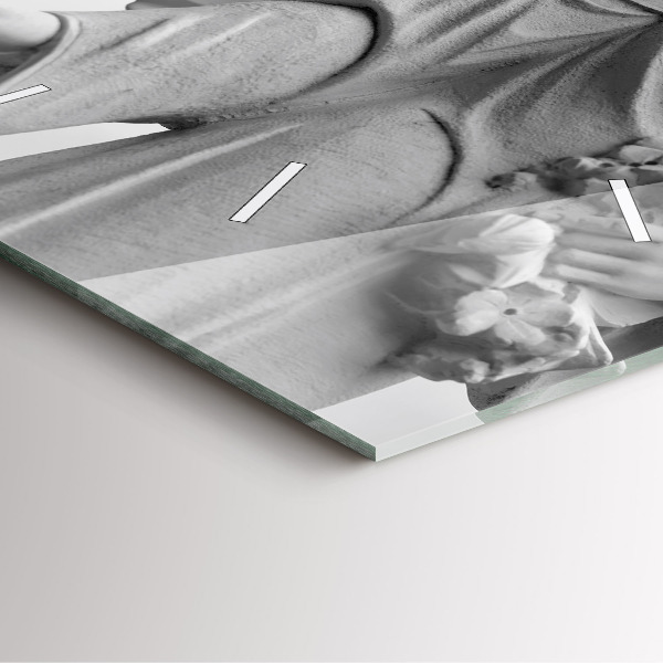 Square glass wall clock Old Angel Sculpture