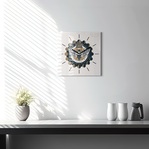 Square glass wall clock Moon Phases and the Eye