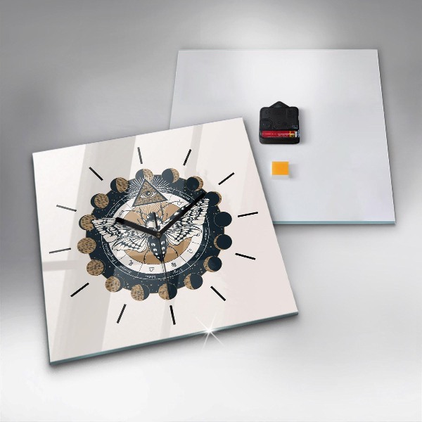Square glass wall clock Moon Phases and the Eye