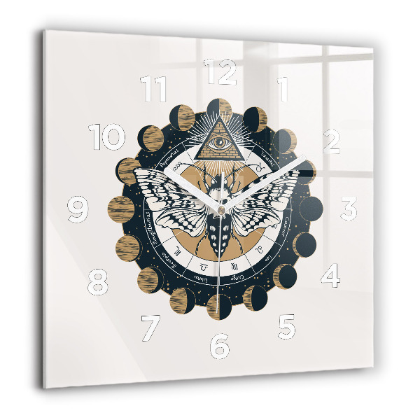Square glass wall clock Moon Phases and the Eye
