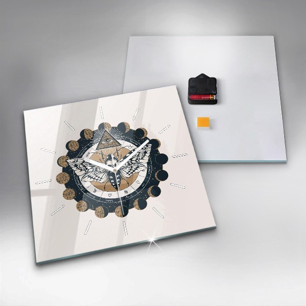 Square glass wall clock Moon Phases and the Eye