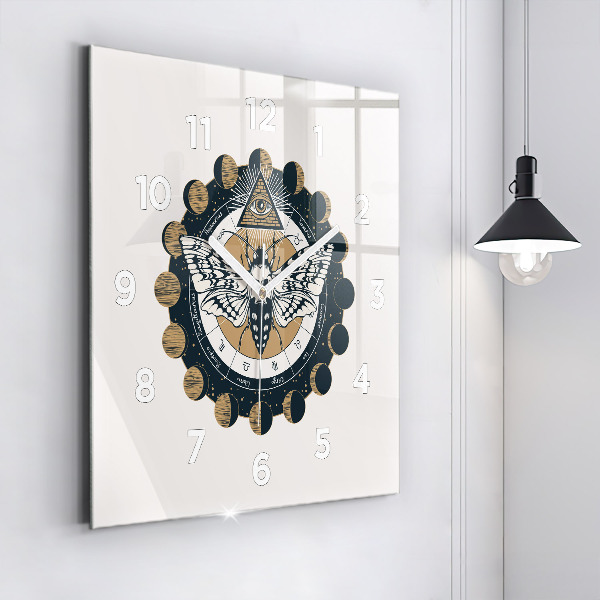 Square glass wall clock Moon Phases and the Eye