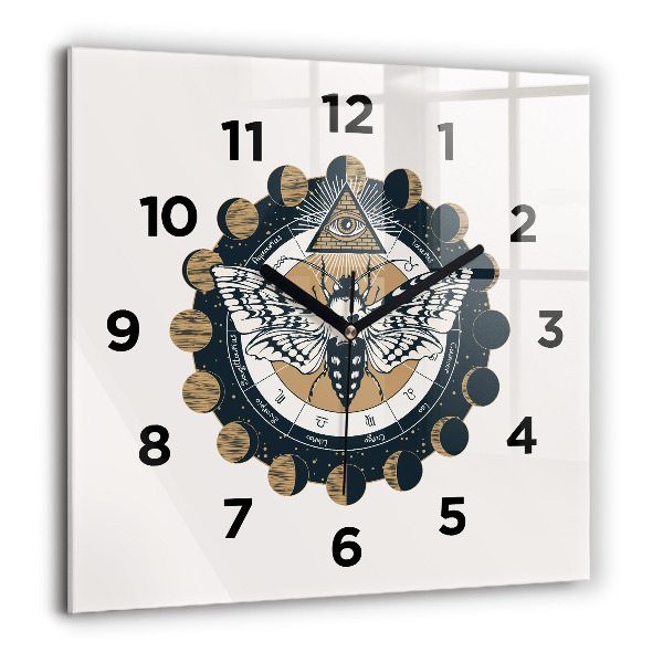 Square glass wall clock Moon Phases and the Eye
