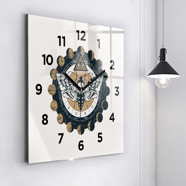 Square glass wall clock Moon Phases and the Eye