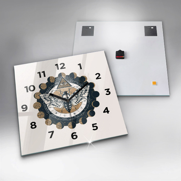 Square glass wall clock Moon Phases and the Eye