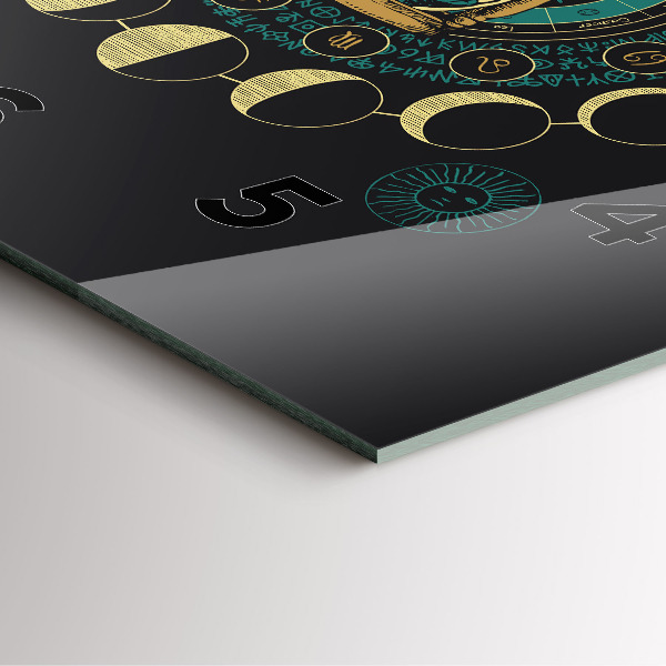 Square glass wall clock Moon phases and hourglass