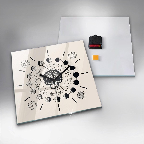 Square glass wall clock Moon phases