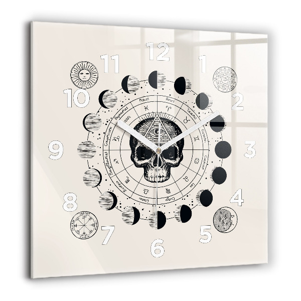 Square glass wall clock Moon phases