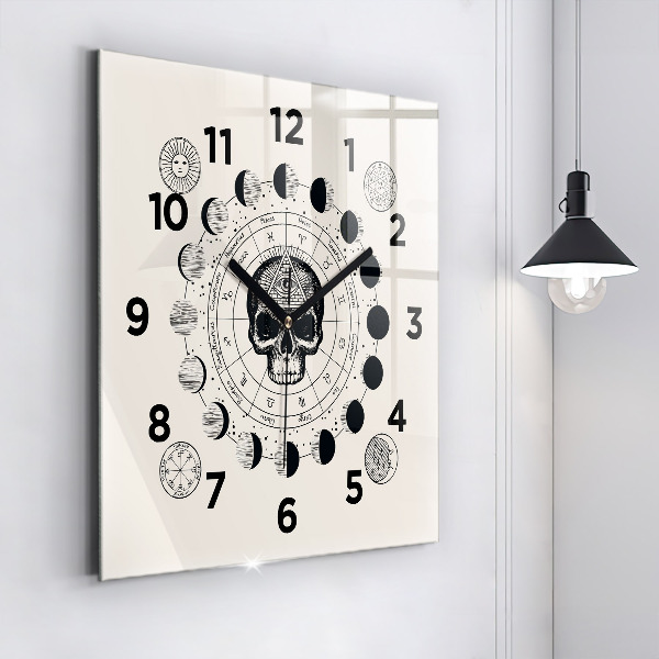 Square glass wall clock Moon phases