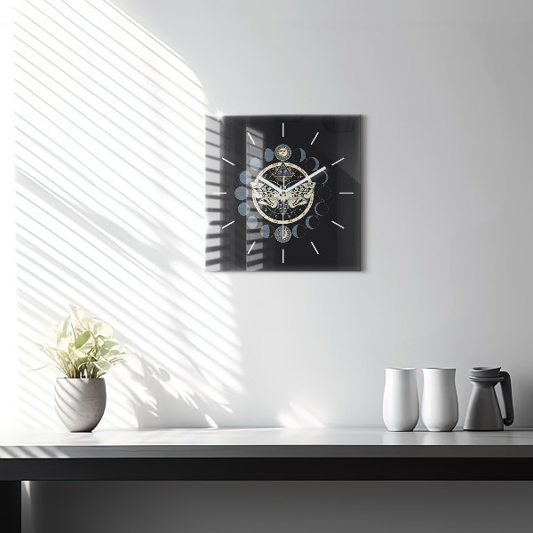 Square glass wall clock Moon phases