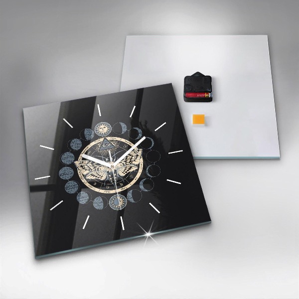 Square glass wall clock Moon phases