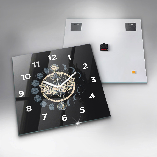 Square glass wall clock Moon phases