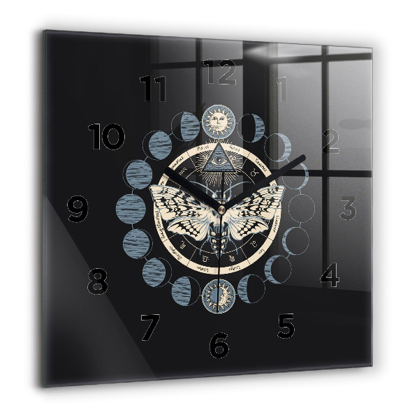 Square glass wall clock Moon phases
