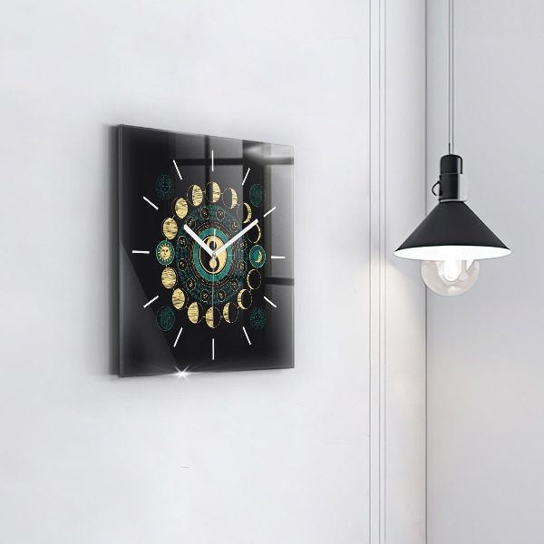 Square glass wall clock Moon phases