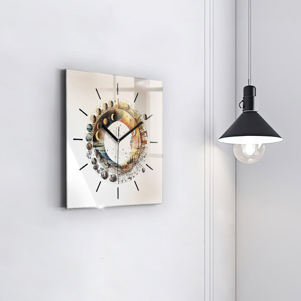 Square glass wall clock Astronomy clock