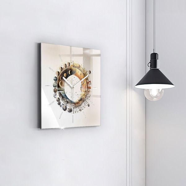 Square glass wall clock Astronomy clock