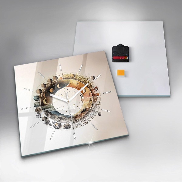 Square glass wall clock Astronomy clock