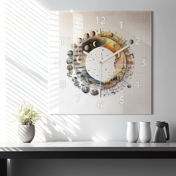 Square glass wall clock Astronomy clock