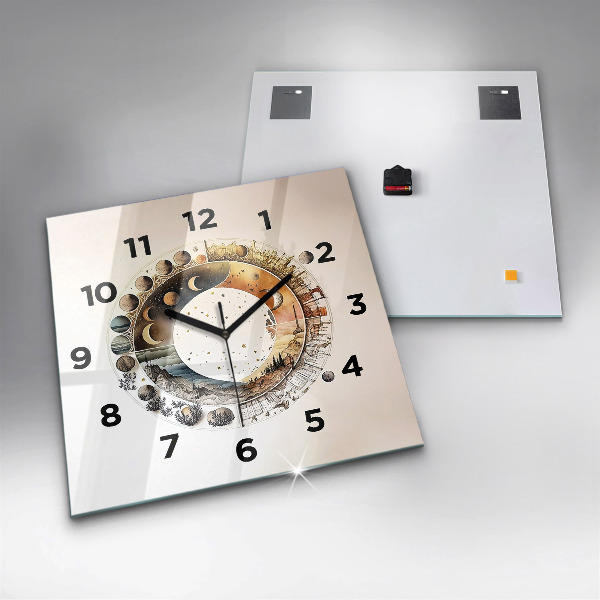 Square glass wall clock Astronomy clock
