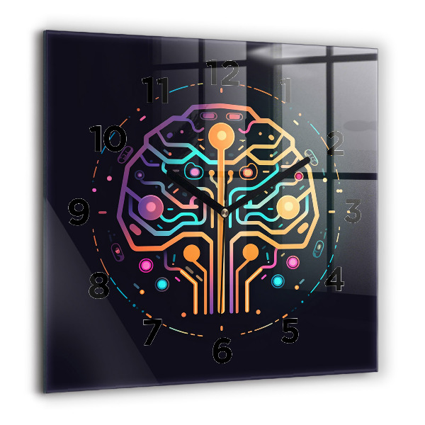 Square glass wall clock Colorful abstraction