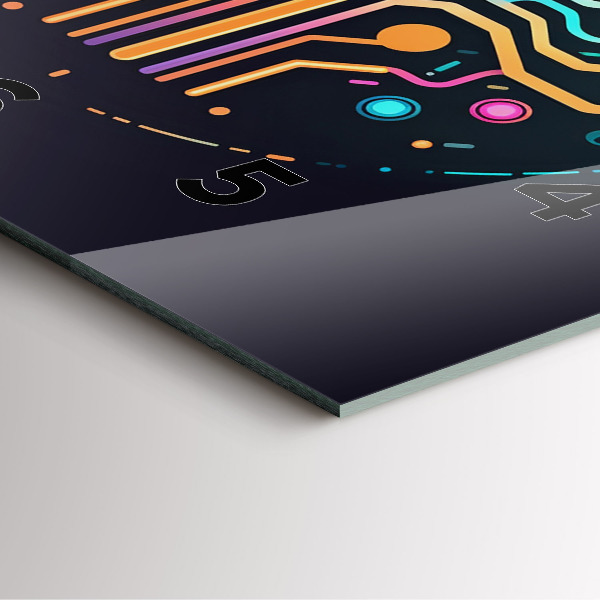 Square glass wall clock Colorful abstraction