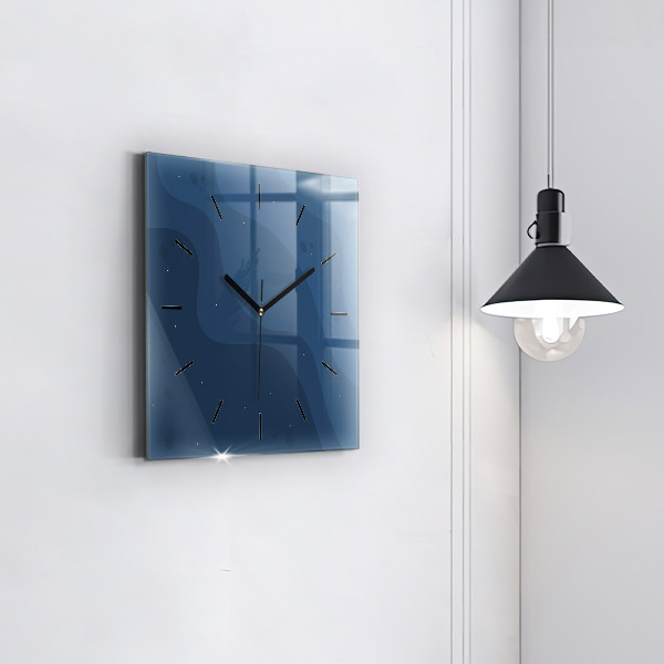 Square glass wall clock Blue waves