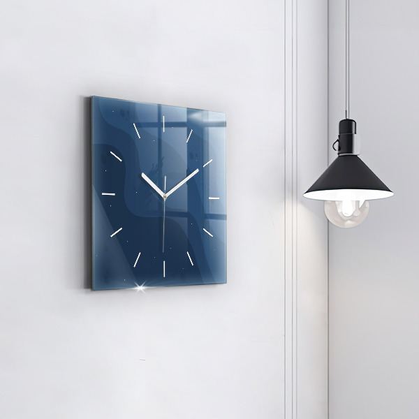 Square glass wall clock Blue waves