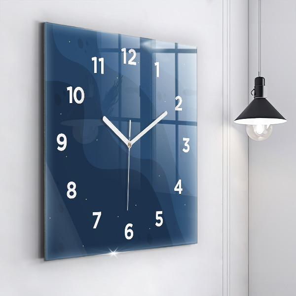 Square glass wall clock Blue waves