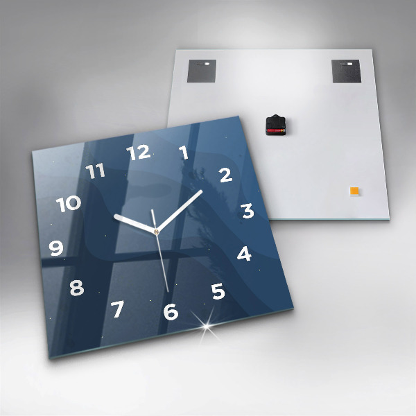 Square glass wall clock Blue waves