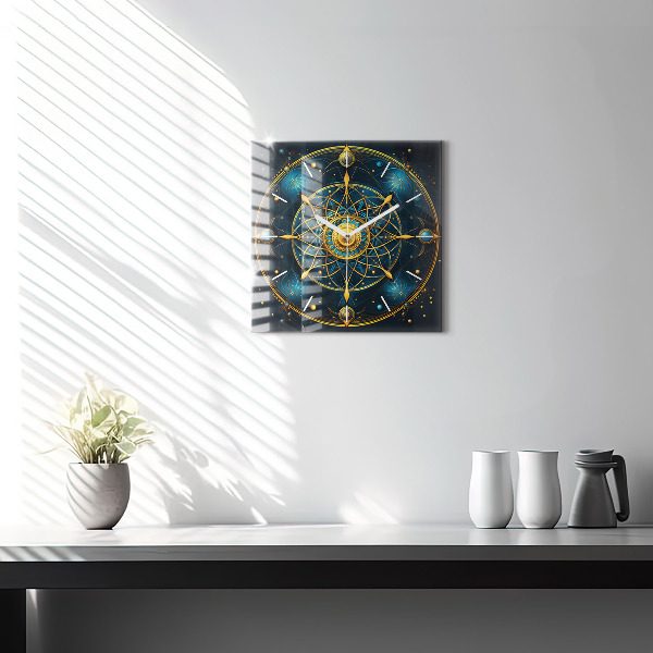Square glass wall clock Horoscope clock