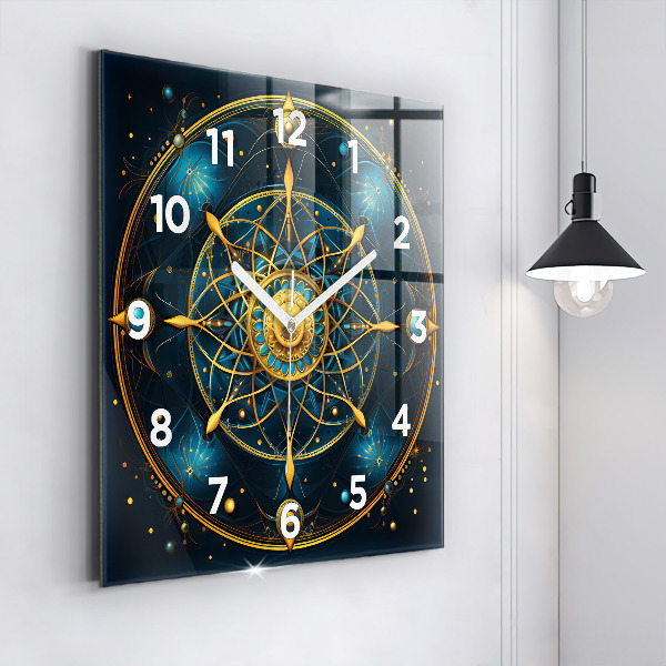 Square glass wall clock Horoscope clock