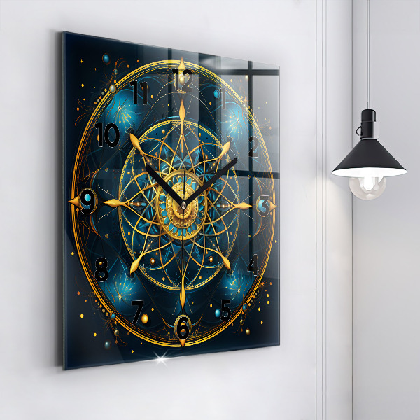 Square glass wall clock Horoscope clock