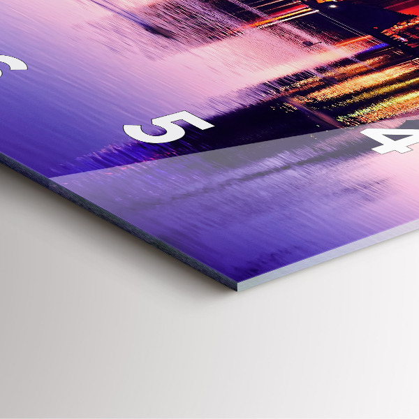 Square glass wall clock Evening panorama of the city