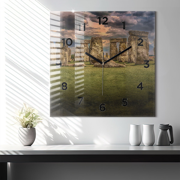Square glass wall clock Stonehenge Nimbostratus