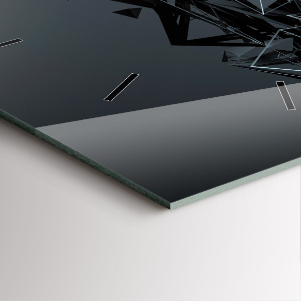 Square glass wall clock Black abstraction