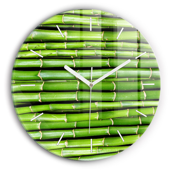 Round glass clock Asian Bamboo