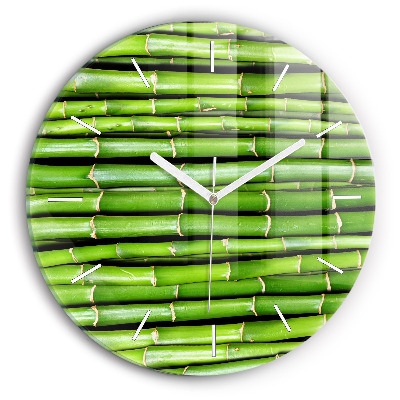 Round glass clock Asian Bamboo