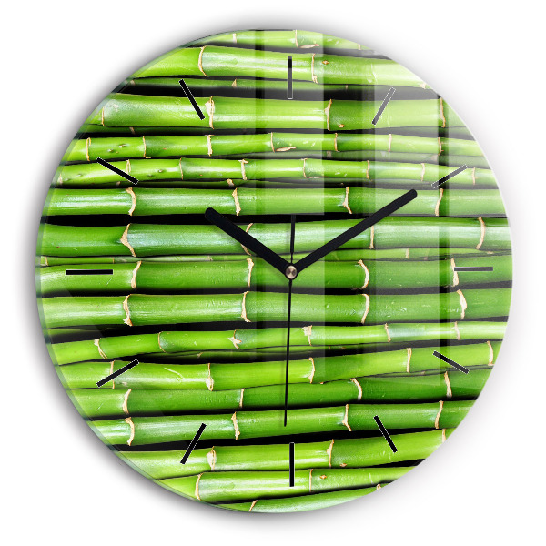 Round glass clock Asian Bamboo