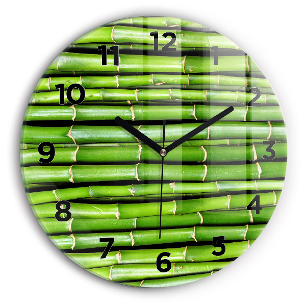 Round glass clock Asian Bamboo
