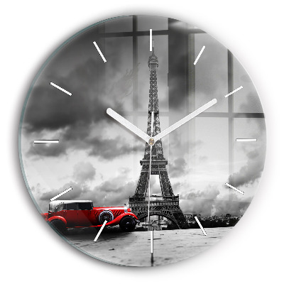 Round glass clock Effel Tower Paris