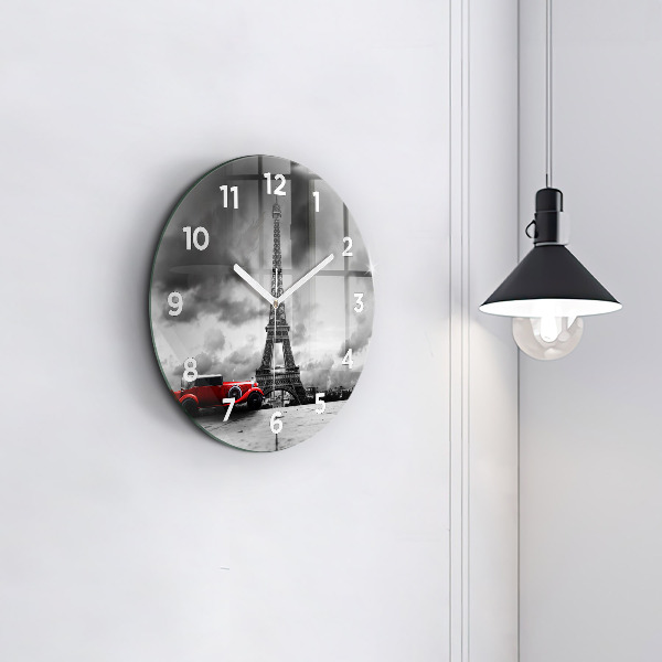 Round glass clock Effel Tower Paris