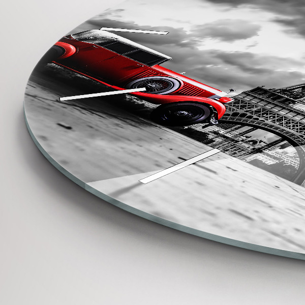 Round glass clock Effel Tower Paris
