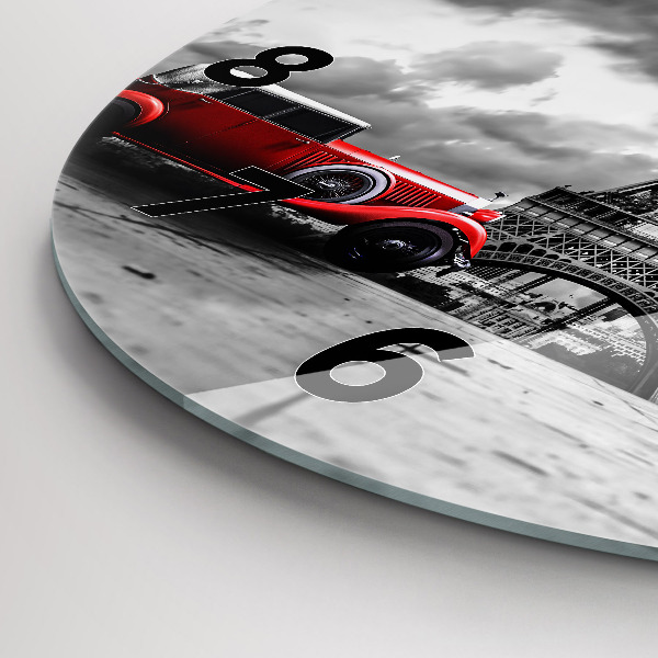 Round glass clock Effel Tower Paris
